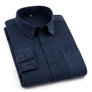 Camicia elegante blu Oxford tinta unita | Vestibilità regolare | Taglie 38-44