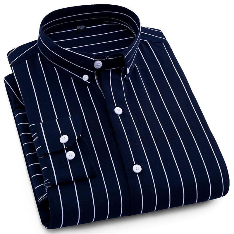 Dark Blue Pinstripe Dress Shirt | Modern Fit | Sizes 38-44 - Classy Men Collection