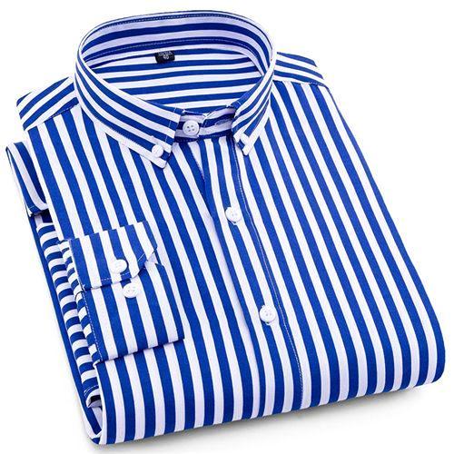 Blue Striped Casual Dress Shirt | Modern Fit | Sizes 38-44 - Classy Men Collection