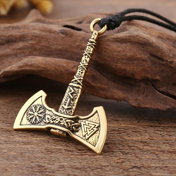 Detailed Image Of The Gold Axe Pendant Necklace