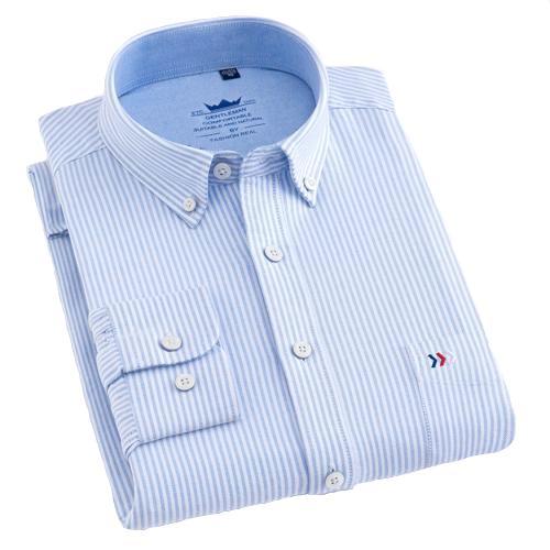 ライトブルーストライプオックスフォードドレスシャツ |レギュラーフィット |サイズ38～44