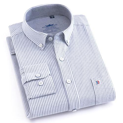 Grey Striped Oxford Dress Shirt | Regular Fit | Sizes 38-44 - Classy Men Collection