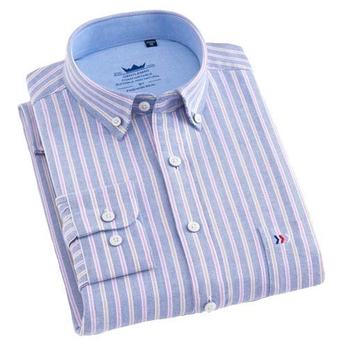 Camicia elegante Oxford a righe blu polvere | Vestibilità regolare | Taglie 38-44