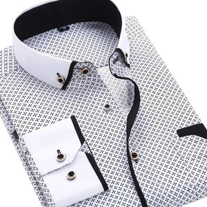 Casual White/Black Dress Shirt | Slim Fit | Sizes 38-45 - Classy Men Collection