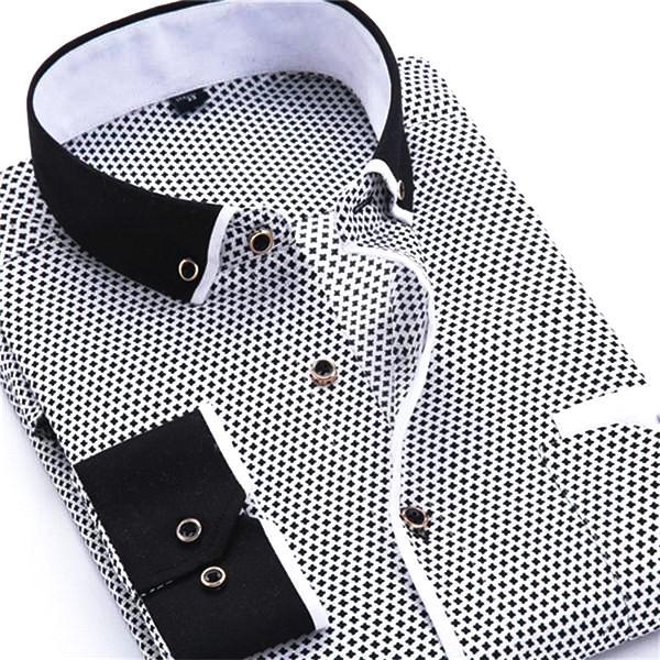 Casual Black/White Dress Shirt | Slim Fit | Sizes 38-45 - Classy Men Collection