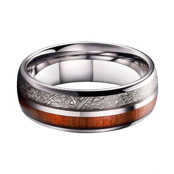 Classy Men Silver Twin Wood Ring
