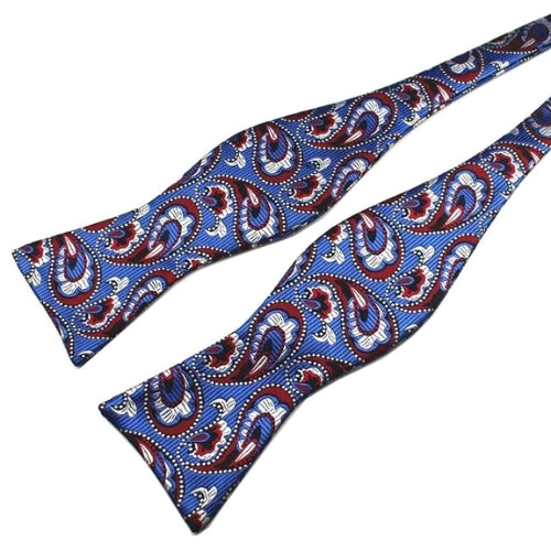 Classy Men Blue Pattern Silk Self-Tie Bow Tie - Classy Men Collection