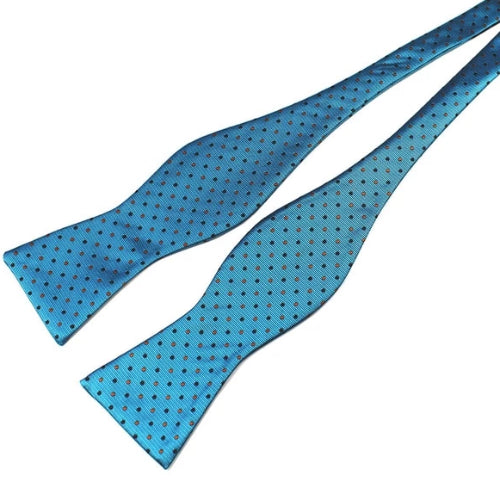 Classy Men Teal Dotted Silk Self-Tie Bow Tie