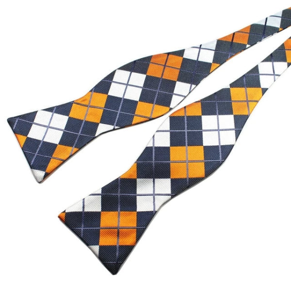 Classy Men Multi Checkered Silk Self-Tie Bow Tie