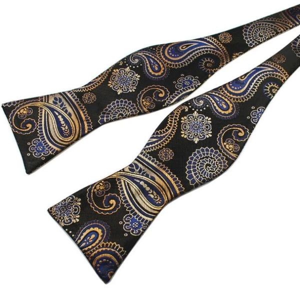 Classy Men Black Pattern Silk Self-Tie Bow Tie - Classy Men Collection
