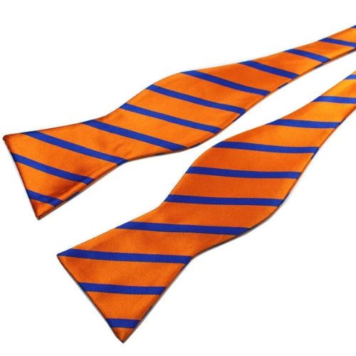 Classy Men Orange Blue Silk Self-Tie Bow Tie