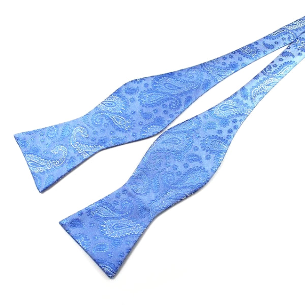 Classy Men Blue Paisley Silk Self-Tie Bow Tie - Classy Men Collection