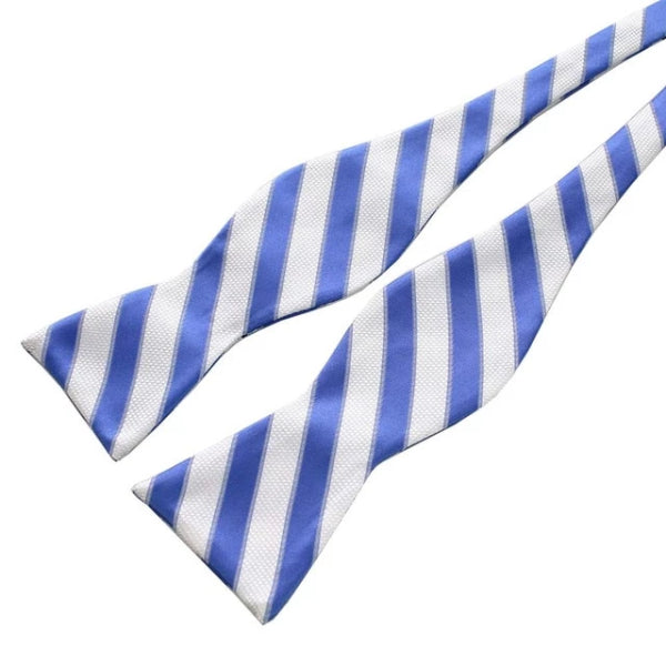 Classy Men Blue White Silk Self-Tie Bow Tie - Classy Men Collection