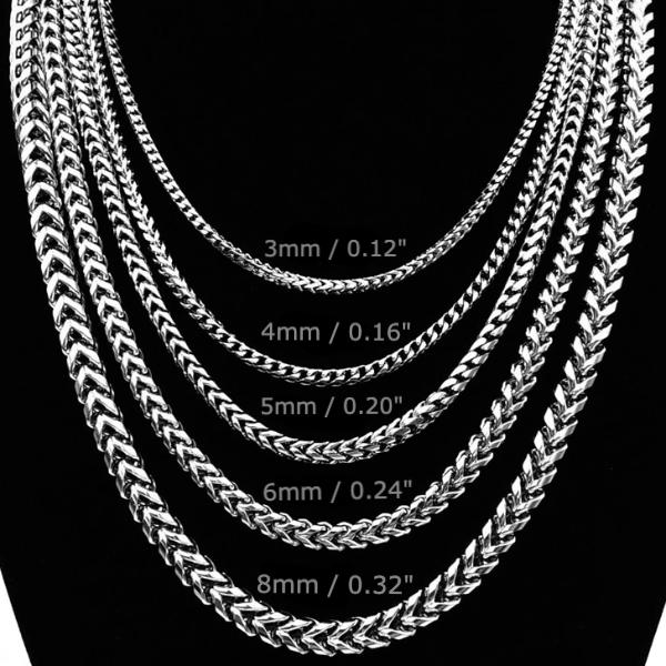 8mm Franco Chain Necklace Made Of Silver & Stainless Steel