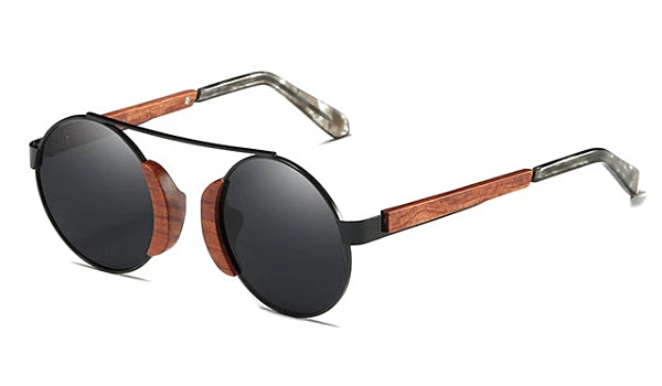 Classy Men Black Round Wood Sunglasses - Classy Men Collection