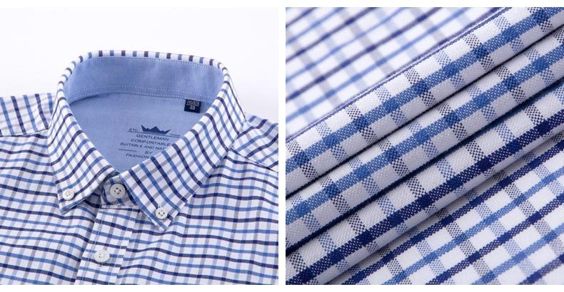 Blue Fine Checkered Oxford Dress Shirt | Regular Fit | Sizes 38-44 - Classy Men Collection