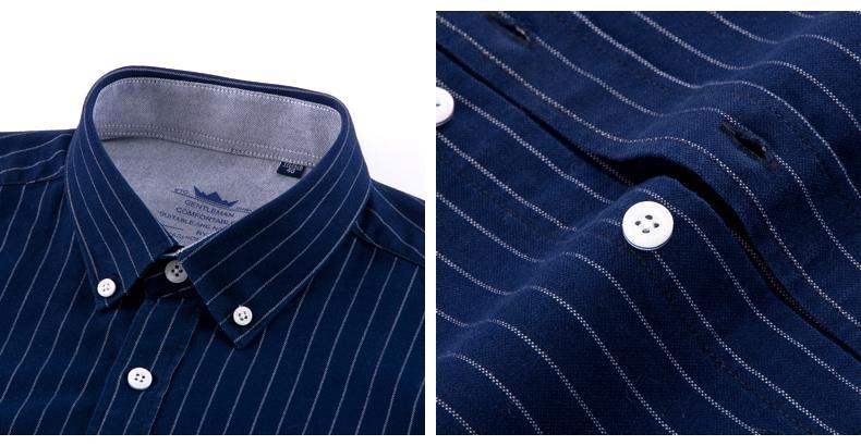 Navy Blue Striped Oxford Dress Shirt | Regular Fit | Sizes 38-44