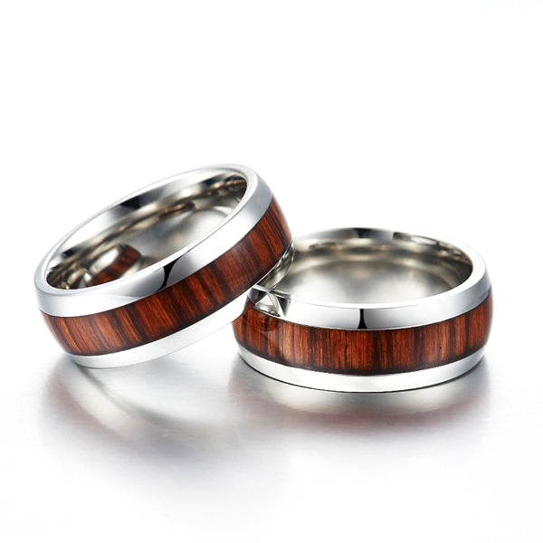 Classy Men Silver Wood Inlay Ring