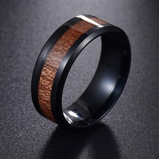 Classy Men Black Wood Inlay Ring - Classy Men Collection