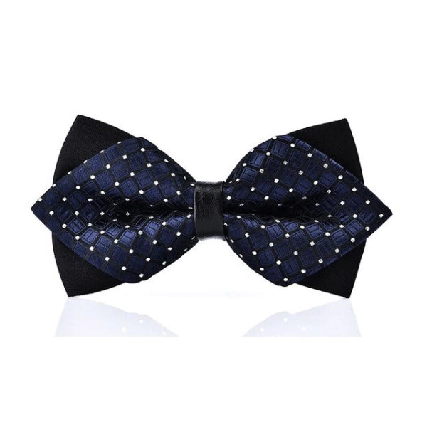 Classy Men Blue Dotted Pre-Tied Diamond Bow Tie - Classy Men Collection