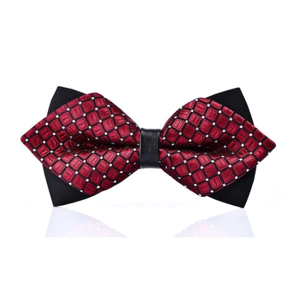Classy Men Red Dotted Pre-Tied Diamond Bow Tie