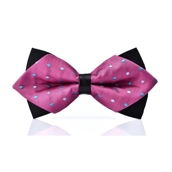 Classy Men Pink Dotted Pre-Tied Diamond Bow Tie