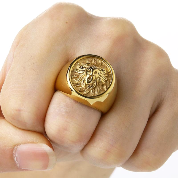 Lion Signet Ring Gold