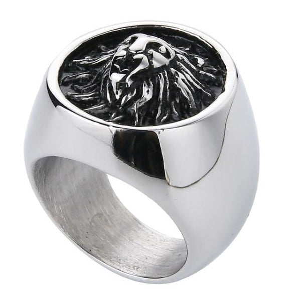 Silver Lion Ring, Lion Head Ring, Mens Lion Head Ring, Mens Signet