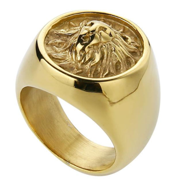 Classy Men Lion Signet Ring Gold - Classy Men Collection