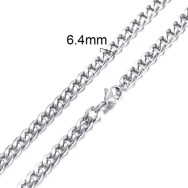 Classy Men 6.4mm Silver Curb Chain Necklace
