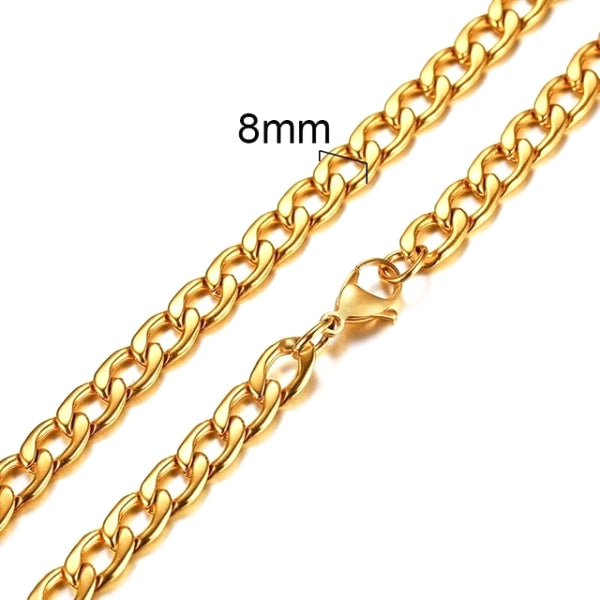 Classy Men 8mm Gold Curb Chain Necklace