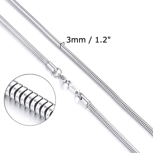 Classy Men 3mm Silver Snake Chain Necklace