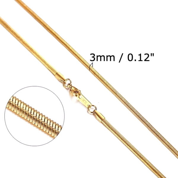 Classy Men 3mm Gold Snake Chain Necklace