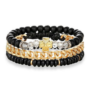 Set di bracciali impilati da uomo di classe
