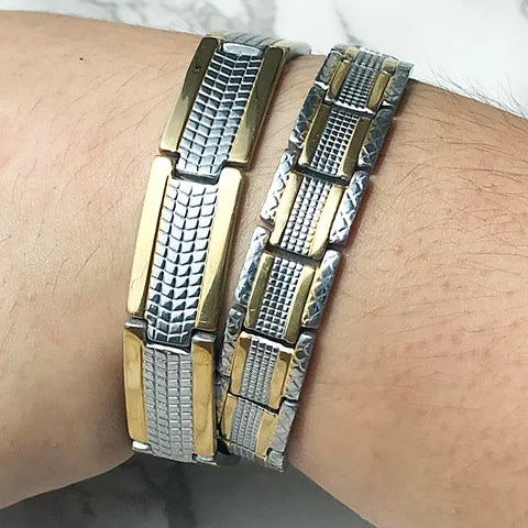 Classy Men Gold Silver Design Steel Bracelet
