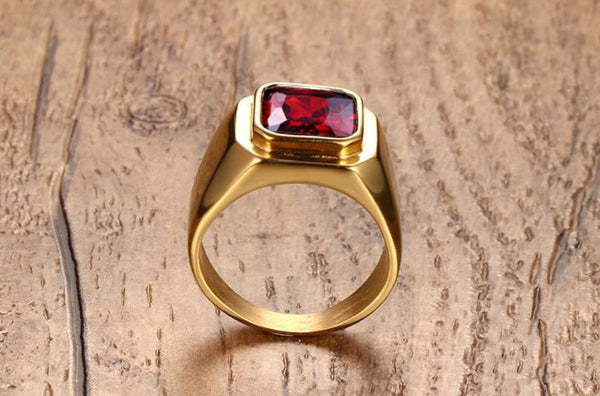 Classy Men Gold Plated Ruby Ring - Classy Men Collection