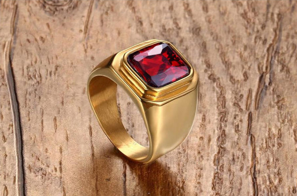 Classy Men Gold Plated Ruby Ring - Classy Men Collection