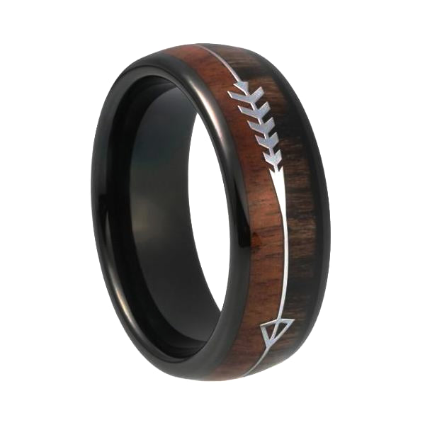 Black Wood Ring With Two-Tone Wood Inlay | Classy Men Collection