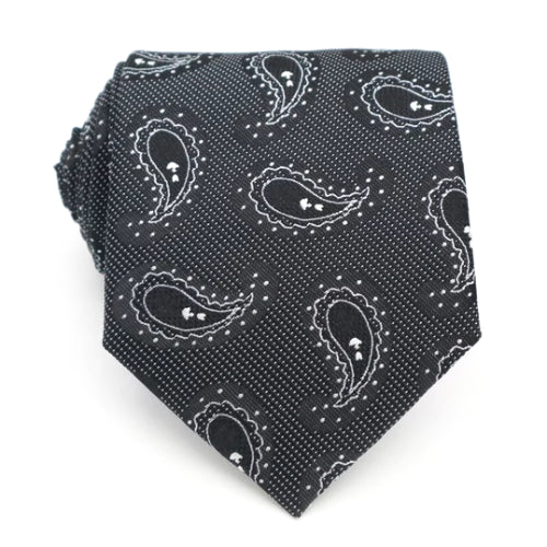 Cravatta di seta cachemire nera scura da uomo di classe
