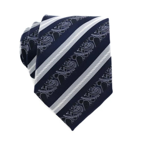 Cravatta di seta da uomo di classe con motivo a righe blu scuro
