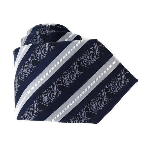 Classy Men White Navy Striped Pattern  Silk Tie