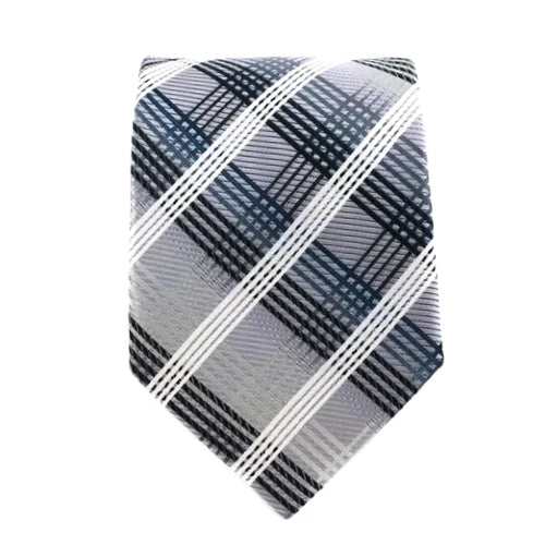 Cravatta di seta scozzese nera bianca da uomo di classe