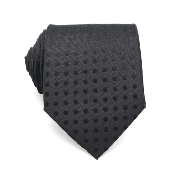 Cravatta di seta punteggiata nera da uomo di classe