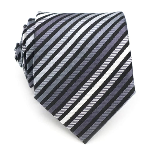 Cravatta di seta a righe in scala di grigi da uomo di classe