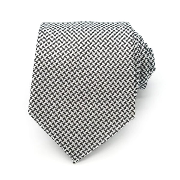 Cravatta di seta punteggiata nera bianca da uomo di classe