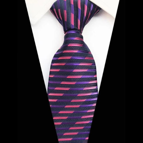 Classy Men Pink & Purple Striped Silk Tie