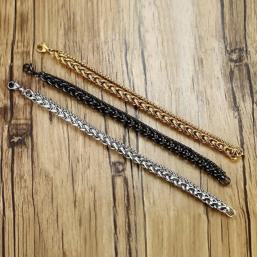 Classy Men Black 2-Layer Chain Bracelet