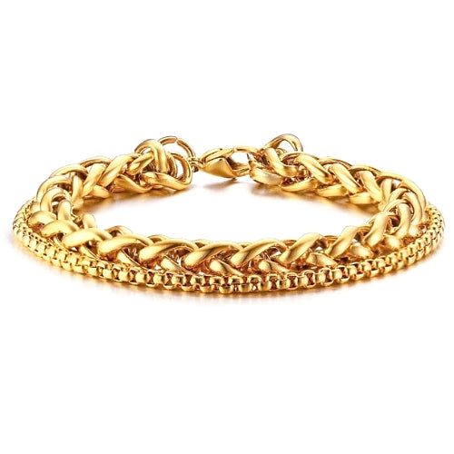 Classy Men Gold 2-Layer Chain Bracelet