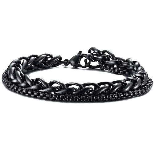 Classy Men Black 2-Layer Chain Bracelet
