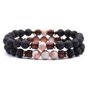 Classy Men Beaded Peach Wooden Bracelet Set - Classy Men Collection